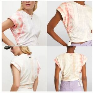 All Saints Mira Side Ruched Tye-Dye White Cap Sleeve Top. Size Medium. NWOT